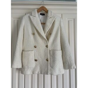 Express Wool Blend Ivory Gold Buttons Peacoat Jacket Classic Women's XS